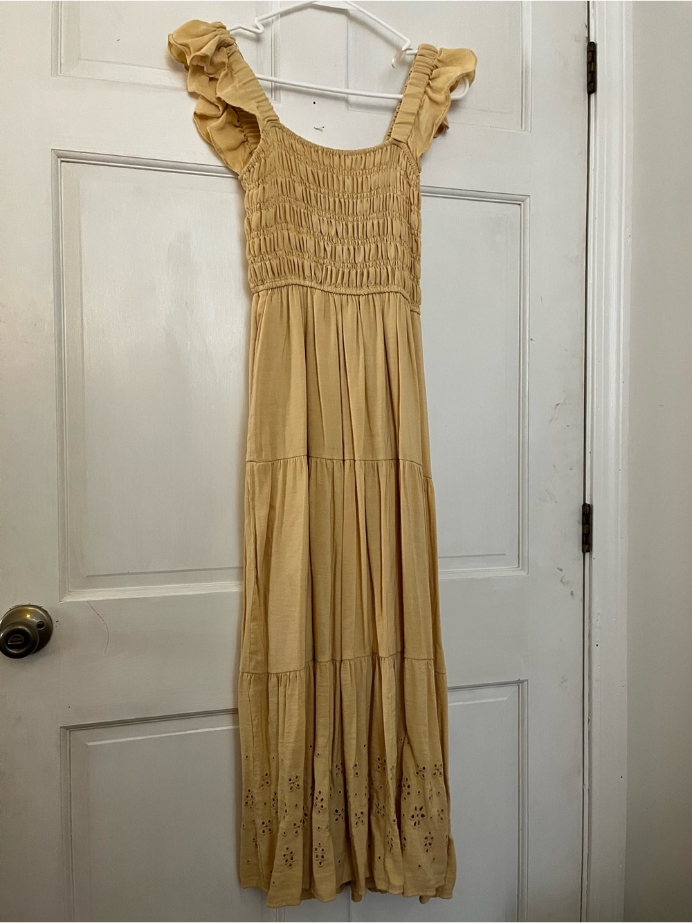 Buttery yellow and buttery soft tiered maxi dress